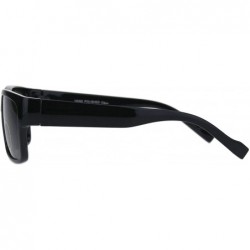 Rectangular Mens Tempered Glass Lens Rectangular Sport Horn Rim Sunglasses - Shiny Black - CF18M2E88DR $8.58