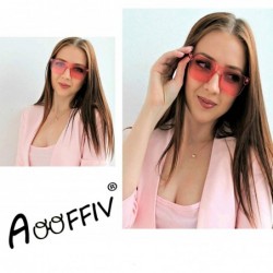 Square One Piece Rimless Tinted Sunglasses Transparent Candy Color Glasses - 009-pink - CH18E0I8OSY $9.52