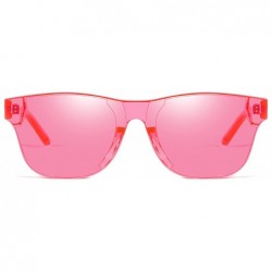 Square One Piece Rimless Tinted Sunglasses Transparent Candy Color Glasses - 009-pink - CH18E0I8OSY $9.52