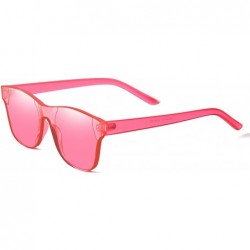 Square One Piece Rimless Tinted Sunglasses Transparent Candy Color Glasses - 009-pink - CH18E0I8OSY $9.52