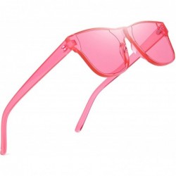 Square One Piece Rimless Tinted Sunglasses Transparent Candy Color Glasses - 009-pink - CH18E0I8OSY $9.52