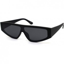 Rectangular Retro Flat Top Shield Plastic Sunglasses - Matte Black - CT18ZWQW57Q $19.13