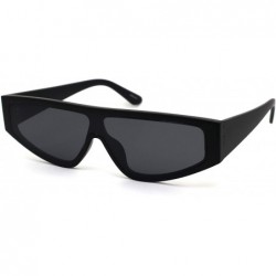 Rectangular Retro Flat Top Shield Plastic Sunglasses - Matte Black - CT18ZWQW57Q $8.20