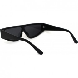Rectangular Retro Flat Top Shield Plastic Sunglasses - Matte Black - CT18ZWQW57Q $8.20