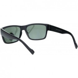 Rectangular Mens Tempered Glass Lens Rectangular Sport Horn Rim Sunglasses - Shiny Black - CF18M2E88DR $8.58