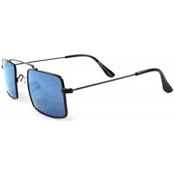 Rectangular Blue Colorful Mirror Lens Classic Vintage Goth Steam-Punk Rectangle Sunglasses - CS1802NQDXQ $12.16