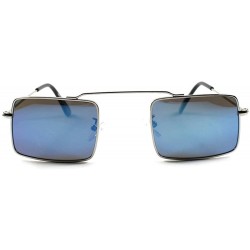 Rectangular Blue Colorful Mirror Lens Classic Vintage Goth Steam-Punk Rectangle Sunglasses - CS1802NQDXQ $12.16