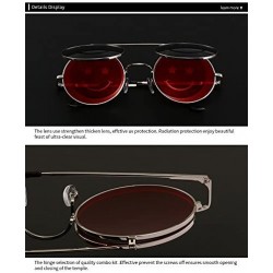 Round Steam Punk Vintage Clamshell Smile unisex Round Metal Frame Sunglasses UV400 - Yellow - C51885RHU8R $15.12