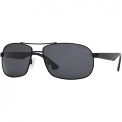 Oversized Classic Oversized XL Polarized Rectangular Aviator Sunglasses for Men - Black + Smoke - C418GLAKC5T $25.96