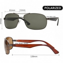 Oversized Classic Oversized XL Polarized Rectangular Aviator Sunglasses for Men - Black + Smoke - C418GLAKC5T $12.30