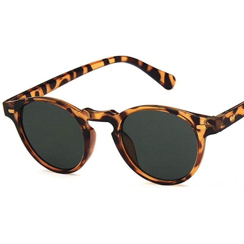 Round sunglasses for women fashion Red Blue Round Sun Glasses Vintage Retro Shades - C3-leopard-darkgreen - C118WZSCYT3 $21.04