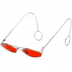 Round Unisex Sunglasses Retro Silver Drive Holiday Round Non-Polarized UV400 - Red - CG18R95ACNT $22.13