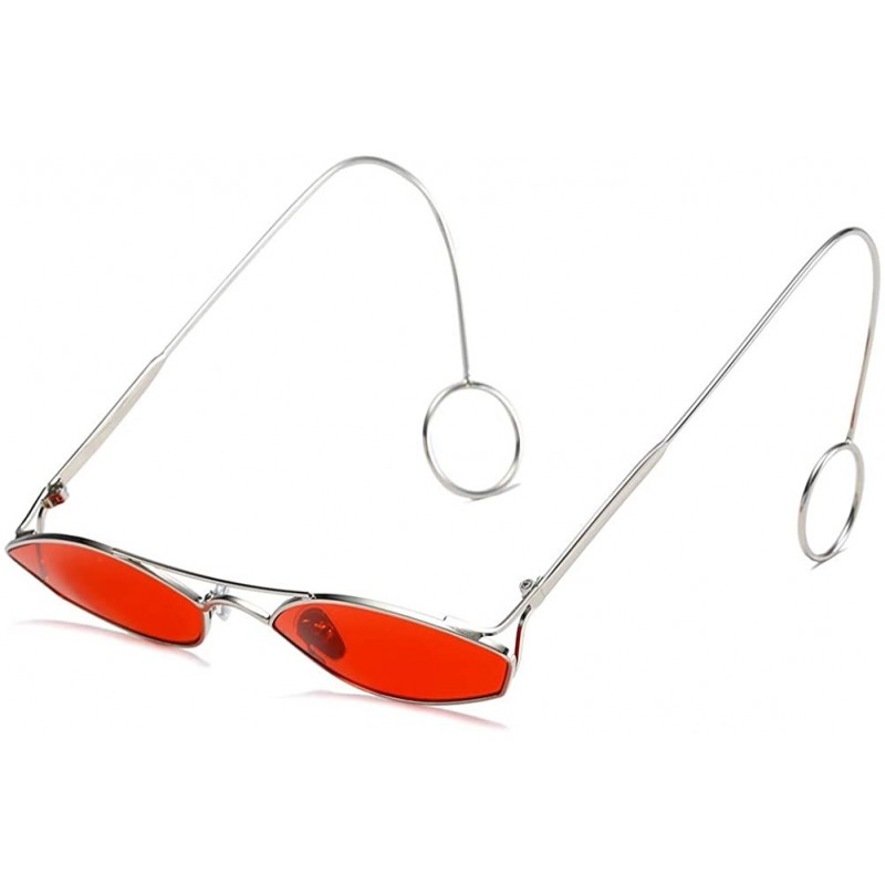 Round Unisex Sunglasses Retro Silver Drive Holiday Round Non-Polarized UV400 - Red - CG18R95ACNT $8.95