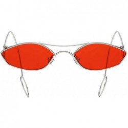 Round Unisex Sunglasses Retro Silver Drive Holiday Round Non-Polarized UV400 - Red - CG18R95ACNT $8.95