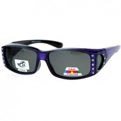 Rectangular Womens Rhinestone Polarized Lens Rectangular 60mm Fit Over Sunglasses - Purple - CW12N2PB3G9 $23.09