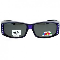 Rectangular Womens Rhinestone Polarized Lens Rectangular 60mm Fit Over Sunglasses - Purple - CW12N2PB3G9 $9.36