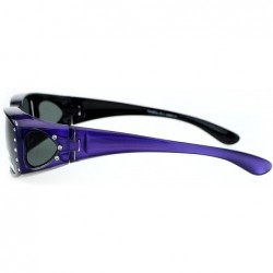 Rectangular Womens Rhinestone Polarized Lens Rectangular 60mm Fit Over Sunglasses - Purple - CW12N2PB3G9 $9.36