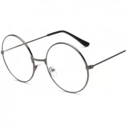 Aviator Vintage Style Women Popular Round Metal Glasses Frame Trendy Unisex Nerd Anti-radiation Spectacles Eyeglass - Gun - C...