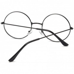 Aviator Vintage Style Women Popular Round Metal Glasses Frame Trendy Unisex Nerd Anti-radiation Spectacles Eyeglass - Gun - C...