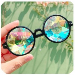 Oval Round Kaleido Glasses Rave Festival Men Women Er Holographic Female Male Sunglasses Retro - Black - CQ199CIT20T $54.55