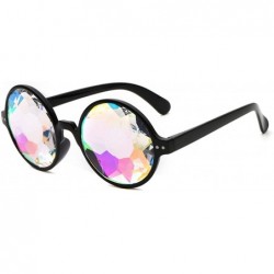 Oval Round Kaleido Glasses Rave Festival Men Women Er Holographic Female Male Sunglasses Retro - Black - CQ199CIT20T $36.62