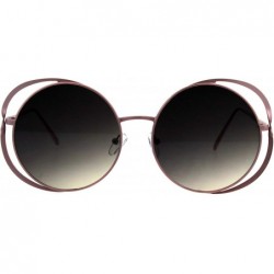 Oversized Womens Oversized Round Sunglasses Twist Metal Double Frame UV 400 - Pink (Brown Smoke) - CM18KCMKECC $19.91