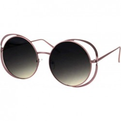 Oversized Womens Oversized Round Sunglasses Twist Metal Double Frame UV 400 - Pink (Brown Smoke) - CM18KCMKECC $10.91