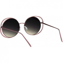 Oversized Womens Oversized Round Sunglasses Twist Metal Double Frame UV 400 - Pink (Brown Smoke) - CM18KCMKECC $10.91