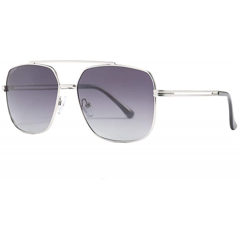 Round Men's polarized TAC1.1 sunglasses new business casual sunglasses - Silver Grey C2 - C119059KG7O $20.80