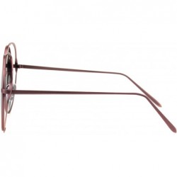 Oversized Womens Oversized Round Sunglasses Twist Metal Double Frame UV 400 - Pink (Brown Smoke) - CM18KCMKECC $10.91