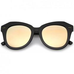 Cat Eye Women's Oversize Horn Rimmed Round Lens Cat Eye Sunglasses 52mm - Black / Pink Mirror - CT12NT5VJSA $22.51