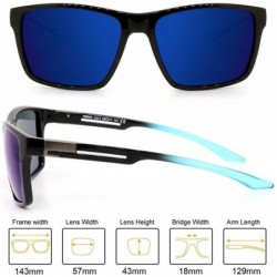 Square Running Sunglasses Polarized Driving Sunglasses for Women and Men with 100% UV Protection - Blue Mirrored Glasses - C6...