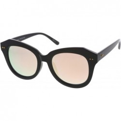 Cat Eye Women's Oversize Horn Rimmed Round Lens Cat Eye Sunglasses 52mm - Black / Pink Mirror - CT12NT5VJSA $8.38