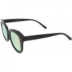 Cat Eye Women's Oversize Horn Rimmed Round Lens Cat Eye Sunglasses 52mm - Black / Pink Mirror - CT12NT5VJSA $8.38