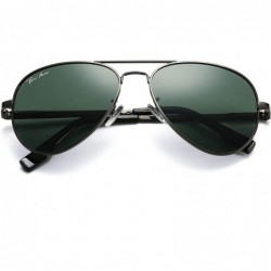 Aviator Polarized Aviator Sunglasses for Men and Women 100% UV Protection - 58mm - Gunmetal Frame/G15 Lens - C818HW63MGN $34.09