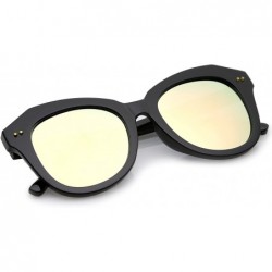 Cat Eye Women's Oversize Horn Rimmed Round Lens Cat Eye Sunglasses 52mm - Black / Pink Mirror - CT12NT5VJSA $8.38