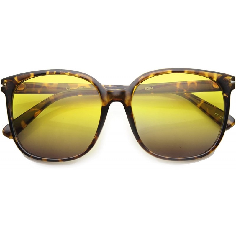 Butterfly Womens Oversized Butterfly Shape Modern Fashion Square Sunglasses 57mm - Tortoise / Yellow-fade - CI124K99RTD $9.80