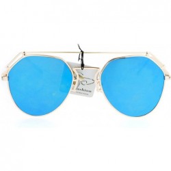 Aviator Womens Retro Aviator Sunglasses Flat Wire Top Metal Frame Aviators - Gold (Blue Mirror) - CA18757T5YY $12.93