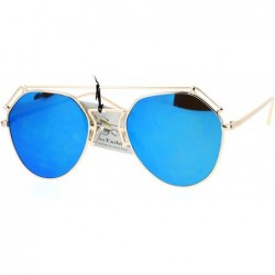 Aviator Womens Retro Aviator Sunglasses Flat Wire Top Metal Frame Aviators - Gold (Blue Mirror) - CA18757T5YY $12.93