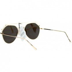 Aviator Womens Retro Aviator Sunglasses Flat Wire Top Metal Frame Aviators - Gold (Blue Mirror) - CA18757T5YY $12.93