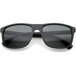 Wayfarer Modern Casual Lifestyle Flat Top Rectangle Lens Horn Rimmed Sunglasses 56mm - 1- Shiny Black / Smoke - C812JP6FLIR $...