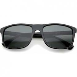 Wayfarer Modern Casual Lifestyle Flat Top Rectangle Lens Horn Rimmed Sunglasses 56mm - 1- Shiny Black / Smoke - C812JP6FLIR $...