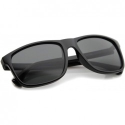 Wayfarer Modern Casual Lifestyle Flat Top Rectangle Lens Horn Rimmed Sunglasses 56mm - 1- Shiny Black / Smoke - C812JP6FLIR $...