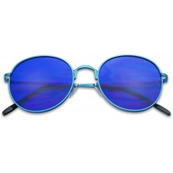 Aviator Colorful Classic Vintage Round Flat Lens Lennon Style Sunglasses - Blue - CB183323TMK $8.93