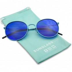 Aviator Colorful Classic Vintage Round Flat Lens Lennon Style Sunglasses - Blue - CB183323TMK $8.93