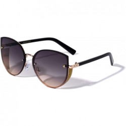 Shield Star Glitter Shield Cat Eye Fashion Sunglasses - Smoke Gold - CG196KT9Z0R $11.93