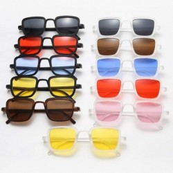 Oval UV Protection Sunglasses for Women Men Full rim frame Square Acrylic Lens Metal Frame Sunglass - Yellow - C11902RE47A $1...
