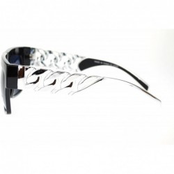 Rectangular Unisex Rectangular Thick Horn Rim Metal (Plastic) Chain Arm Sunglasses - Black Silver - C911O205JDT $9.87