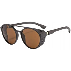 Round Steampunk Retro Round Sunglasses - UV400 Glasses for Men and Women - Tea - CI18U9S0M3X $17.94