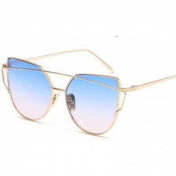 Oversized Sunglasses Women Luxury Cat eye Brand Design Mirror Flat Rose Gold Vintage Cateye sun glasses lady Eyewear - A7 - C...